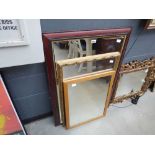 3 x rectangular mirrors in painted and natural wood frame