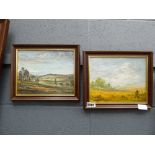 Pair of Peter Gladman rural oils on canvas