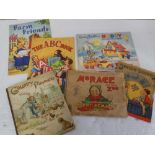 Collection of early 20th century activity books including Noddy cut out model book, Street Scenes,