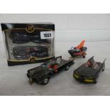 Corgi 1:43 scale model 1960's and 2000 DC comics Batmobiles set boxed, one further unboxed 1960s
