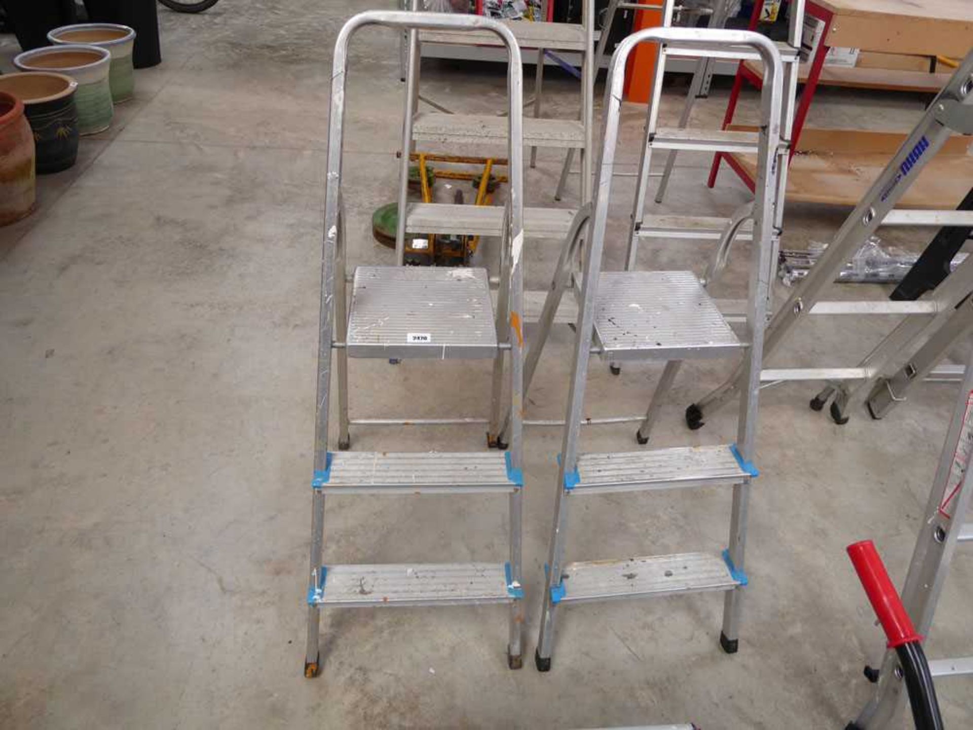 Pair of aluminium 3 tread stepladders