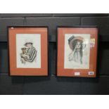 Pair of prints depicting early 20th century females from original paintings by Harrison Fisher
