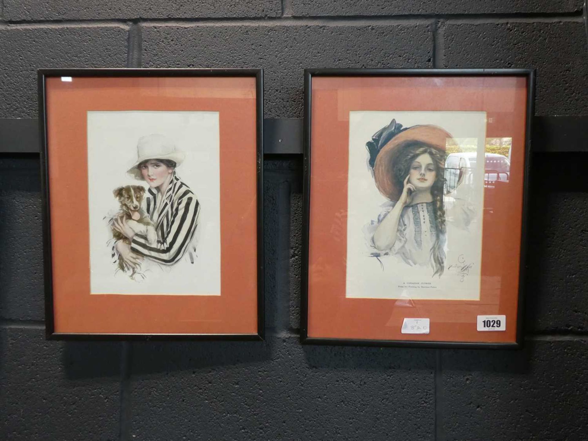 Pair of prints depicting early 20th century females from original paintings by Harrison Fisher