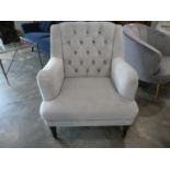 +VAT Light grey button back upholstered armchair