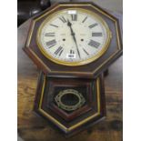 Ansonia Clock Co. American type wall clock in wooden case, face printed " Lodge plugs sold here "