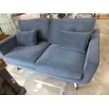 +VAT Modern 2 seater blue suede upholstered sofa