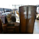 Walnut bedroom suite, comprising a dressing unit with mirrored back and a matching double door