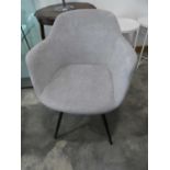 +VAT Set of 5 light grey upholstered tub shaped dining chairs on black tapered supports