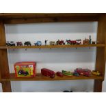 Play worn die cast vehicles incl. Massey Ferguson tractor, Dinky Super Toys horse box, Dinky ERF