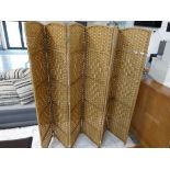 6 panel wicker folding screen