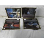 4 small framed and glazed lunar and space shuttle prints