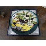 Moorcroft limited edition plate No 341/750 " Golden Oriole " by Phillip Gibson 2003 plus box