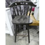 Dark wood spindle back bar height stool