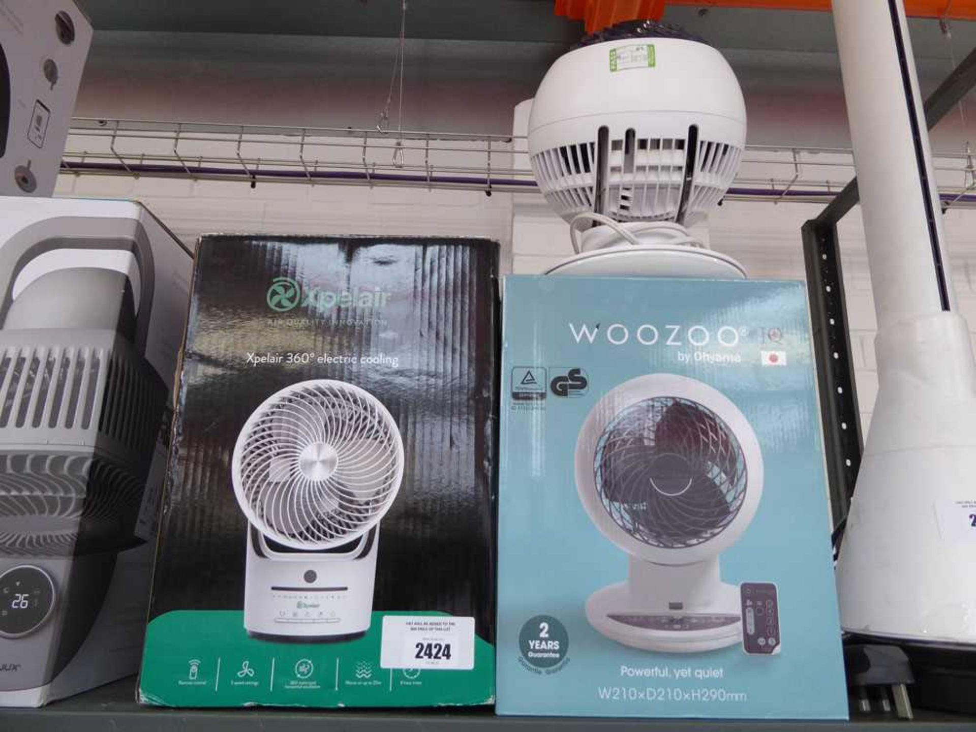 +VAT Boxed Xplair fan with 1 boxed and 1 unboxed Woozoo fan