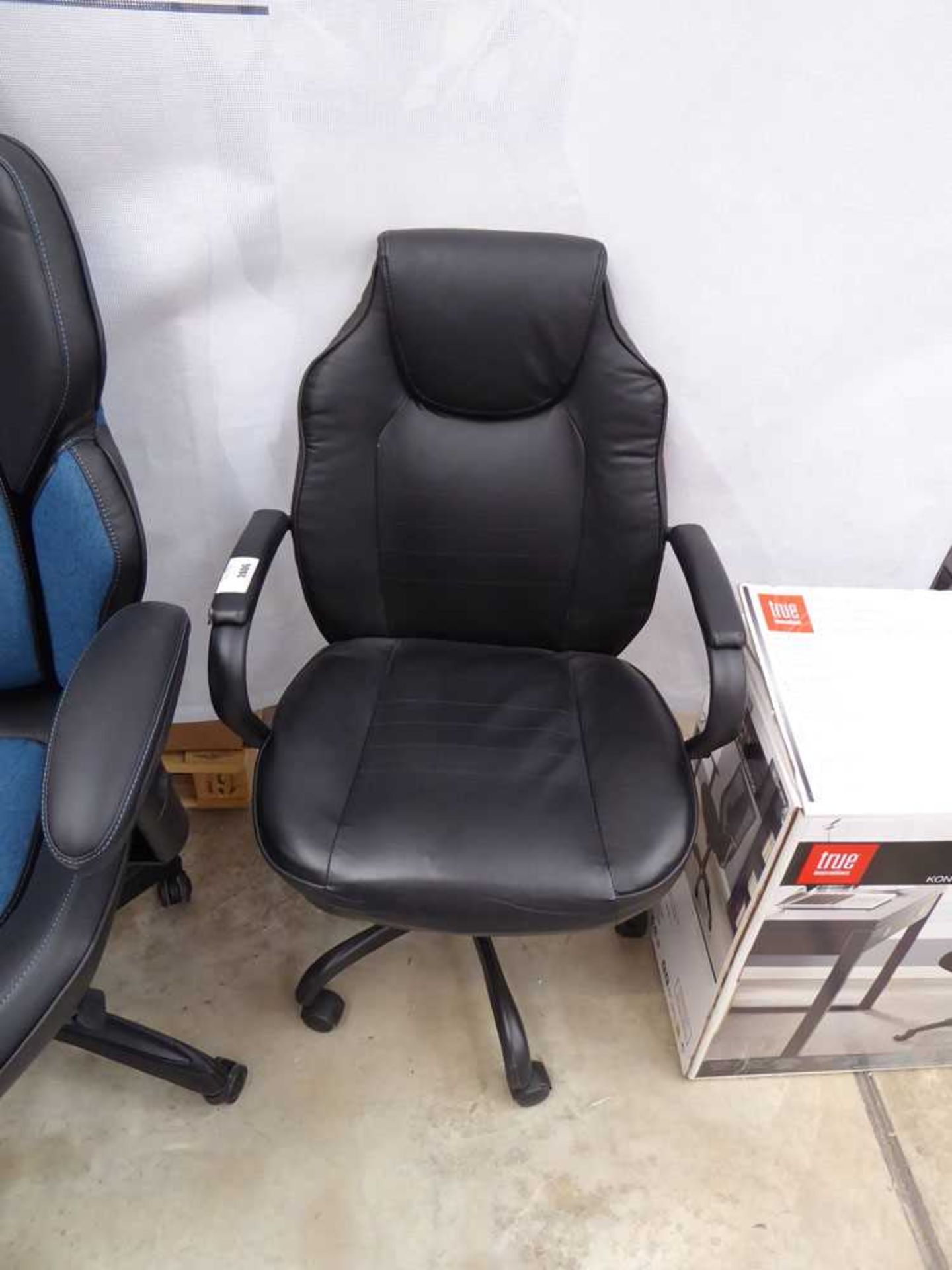 +VAT Black leatherette twin-armed office chair on 5 star base