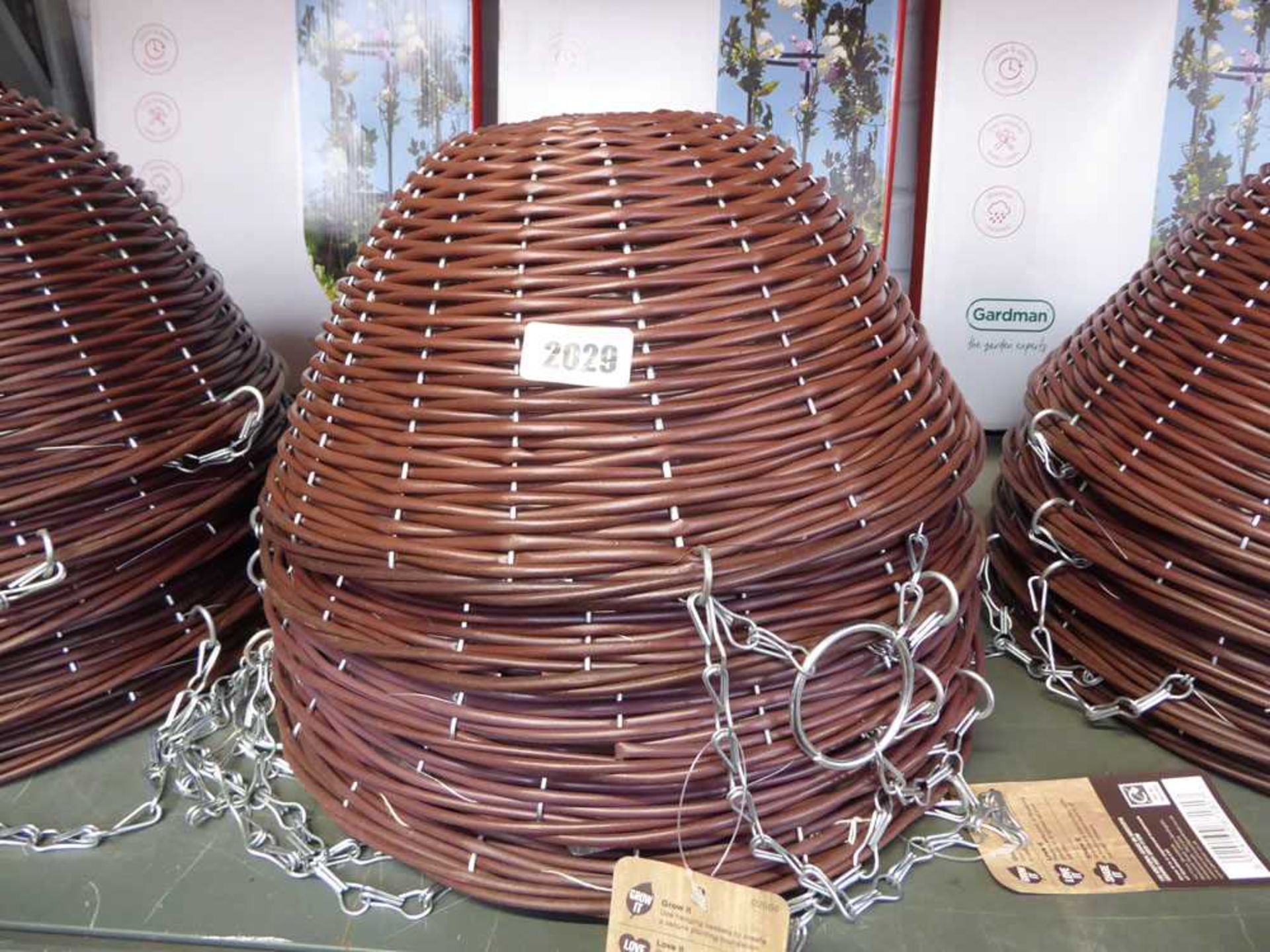 5 35cm (14") brown rattan effect hanging baskets