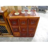 Oriental hardwood multi drawer storage unit