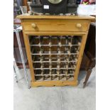 Modern pine single drawer open fronted bottle store together with 3 tier glass corner whatnot