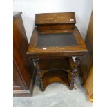 Walnut inlaid writing desk with tooled leather writing surface