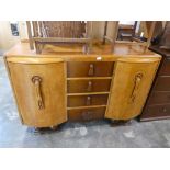 Mid Century oak and teak sideboard with 3 central drawers