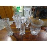 5 various glass vases