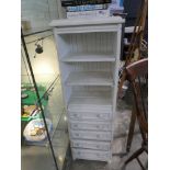 Modern white painted pine 5 drawer chest with oak and fronted bookcase over