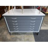 2 tone grey plans chest (39 ½ x 27 ½ x 29 H in.)