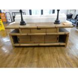 Large bamboo effect entertainment stand with single drawer and sliding door storage below