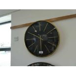 +VAT Black and brass large wall clock