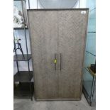 +VAT Tall two door Mindi wood cabinet with marquetry design