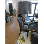 +VAT Floor standing gold finished floor lamp with grey shade