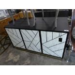 +VAT Modern black sideboard with ivory coloured patterned door fronts