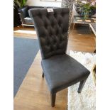 +VAT Set of 7 dark grey button backed upholstered dining chairs