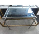 Metal framed glass top square table