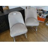 +VAT Pair of modern grey upholstered dining chairs