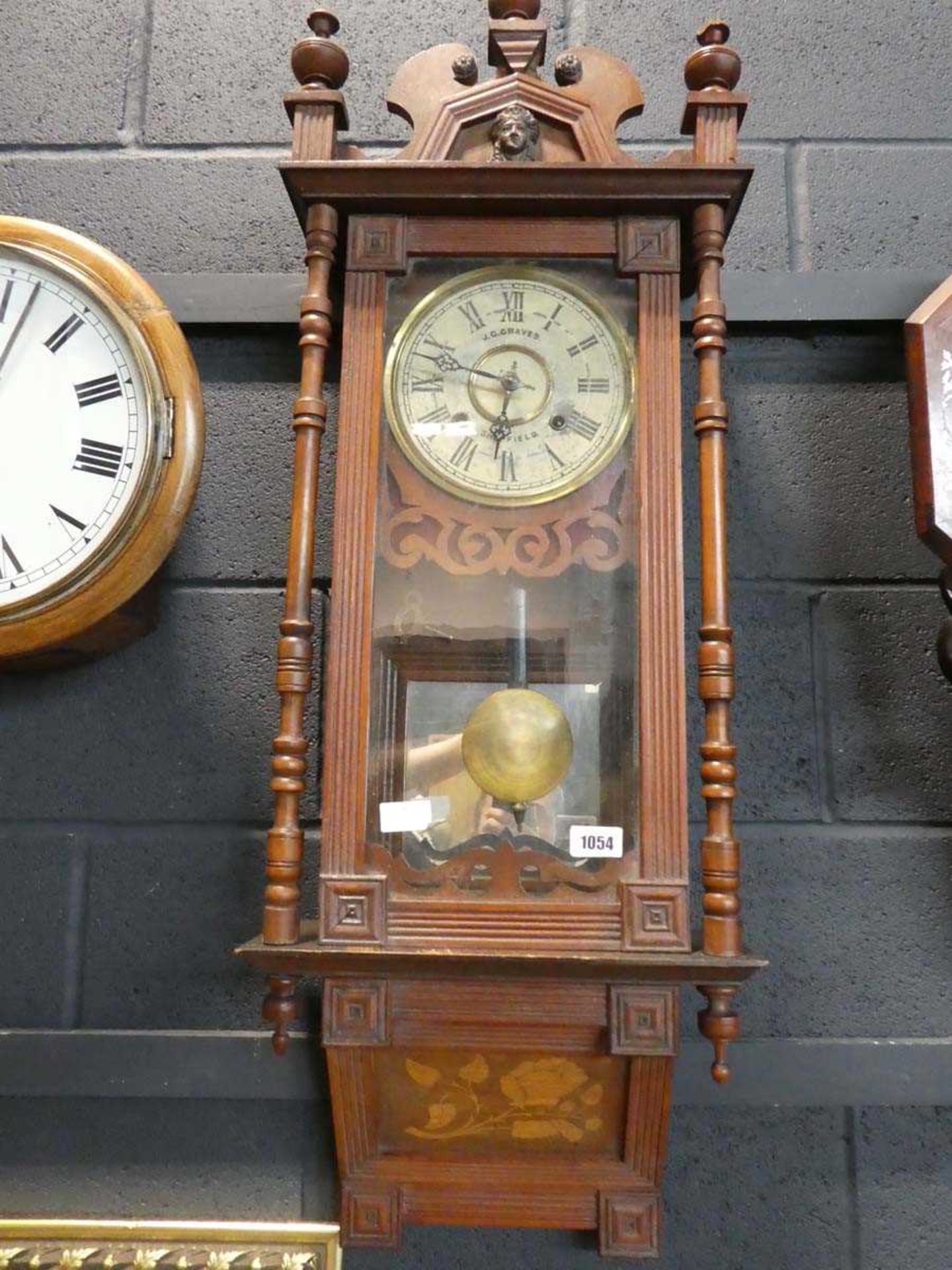 Mahogany cased wall clock by J.G. Graves, Sheffield