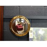 Small brass framed convex mirror
