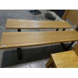 Modern light oak effect bench on metal U shaped supports