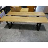 Modern light oak effect bench on metal U shaped supports