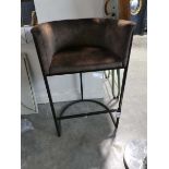 +VAT "Exquisite" bar stool upholstered in a chocolate velvet