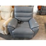 Modern La-Z-Boy slate grey leather upholstered electric reclining easy chair