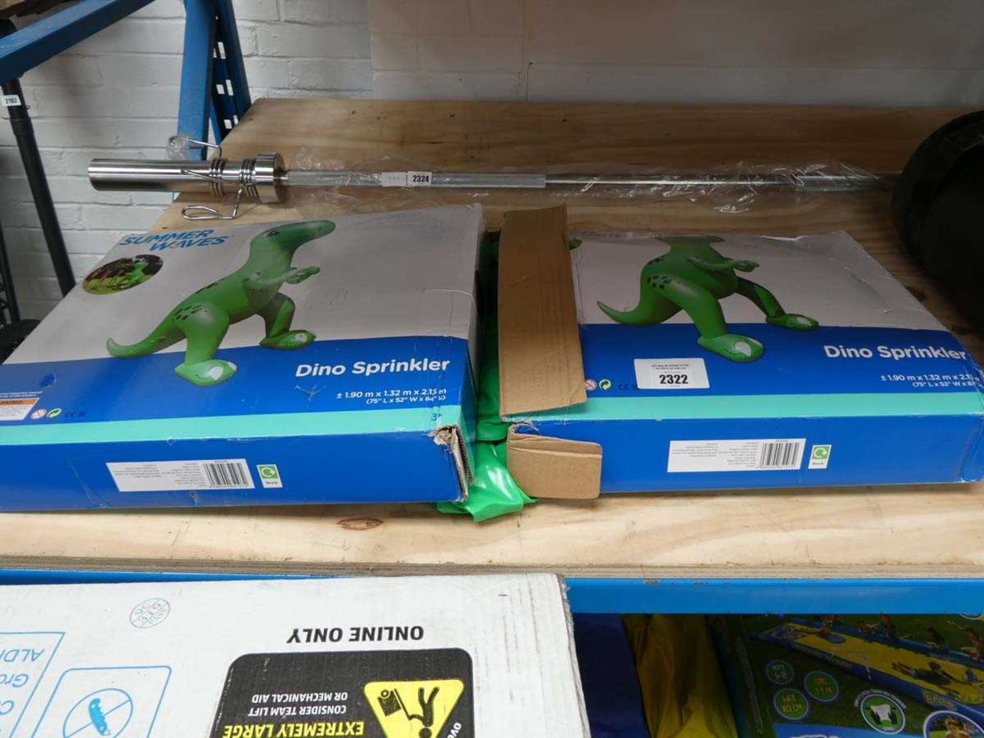 +VAT 2 boxed Summer Waves 1.90mx1.32mx2.13m dino sprinklers