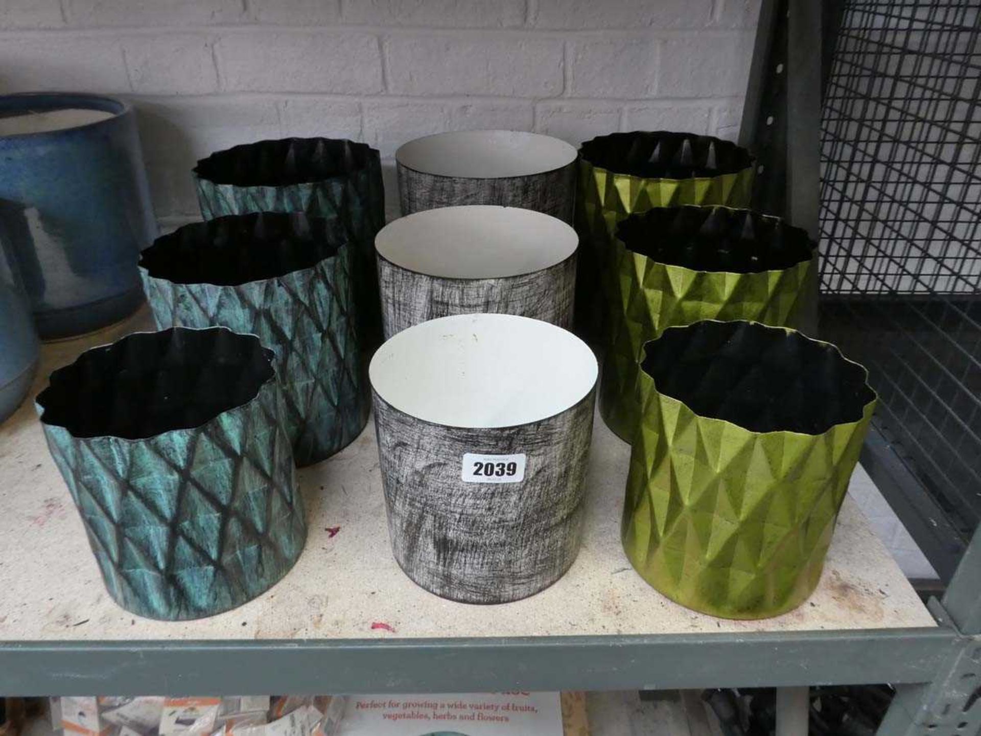 9 modern metal garden planters in mixed colours