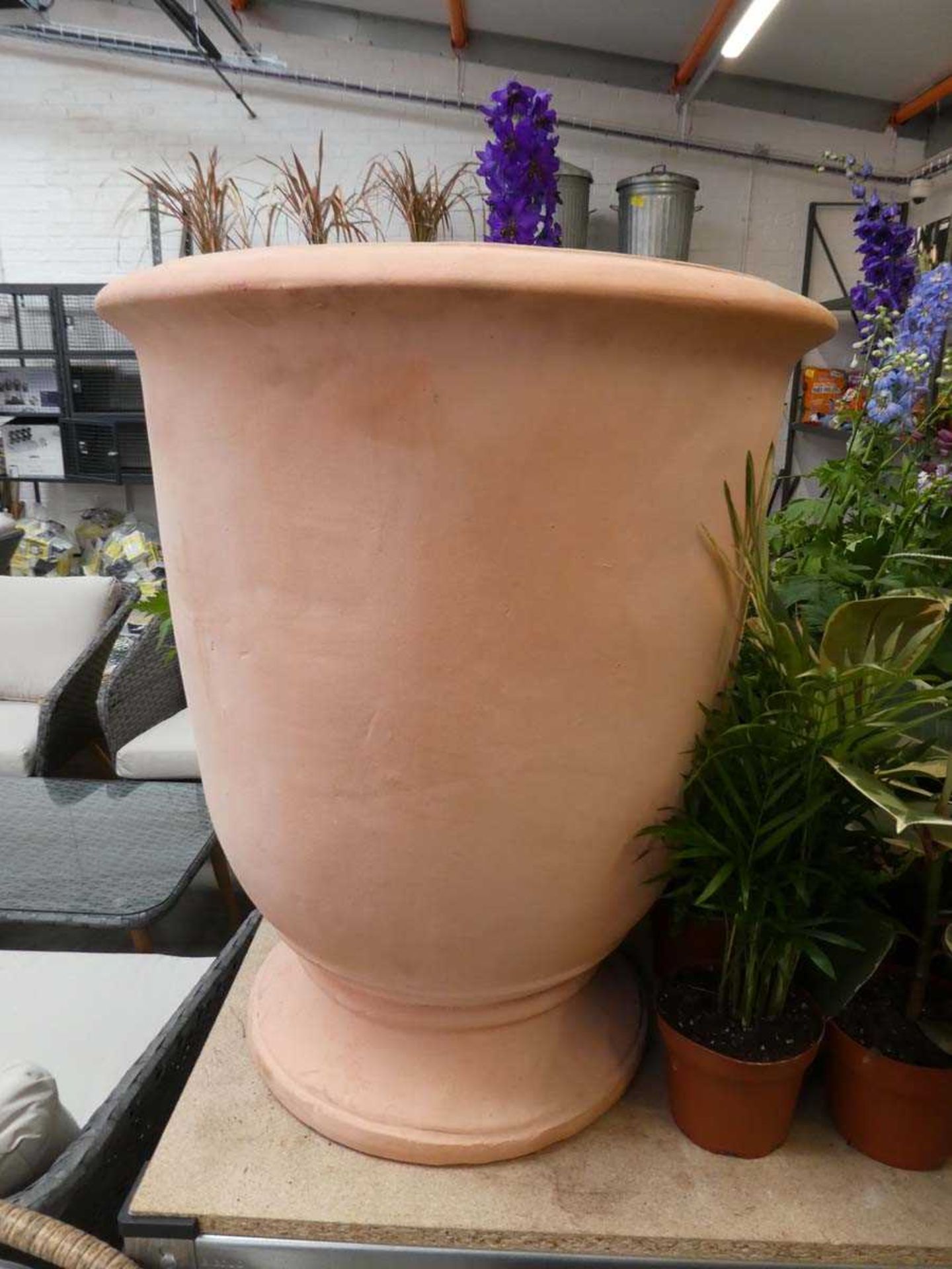 A large oversized terracotta planter