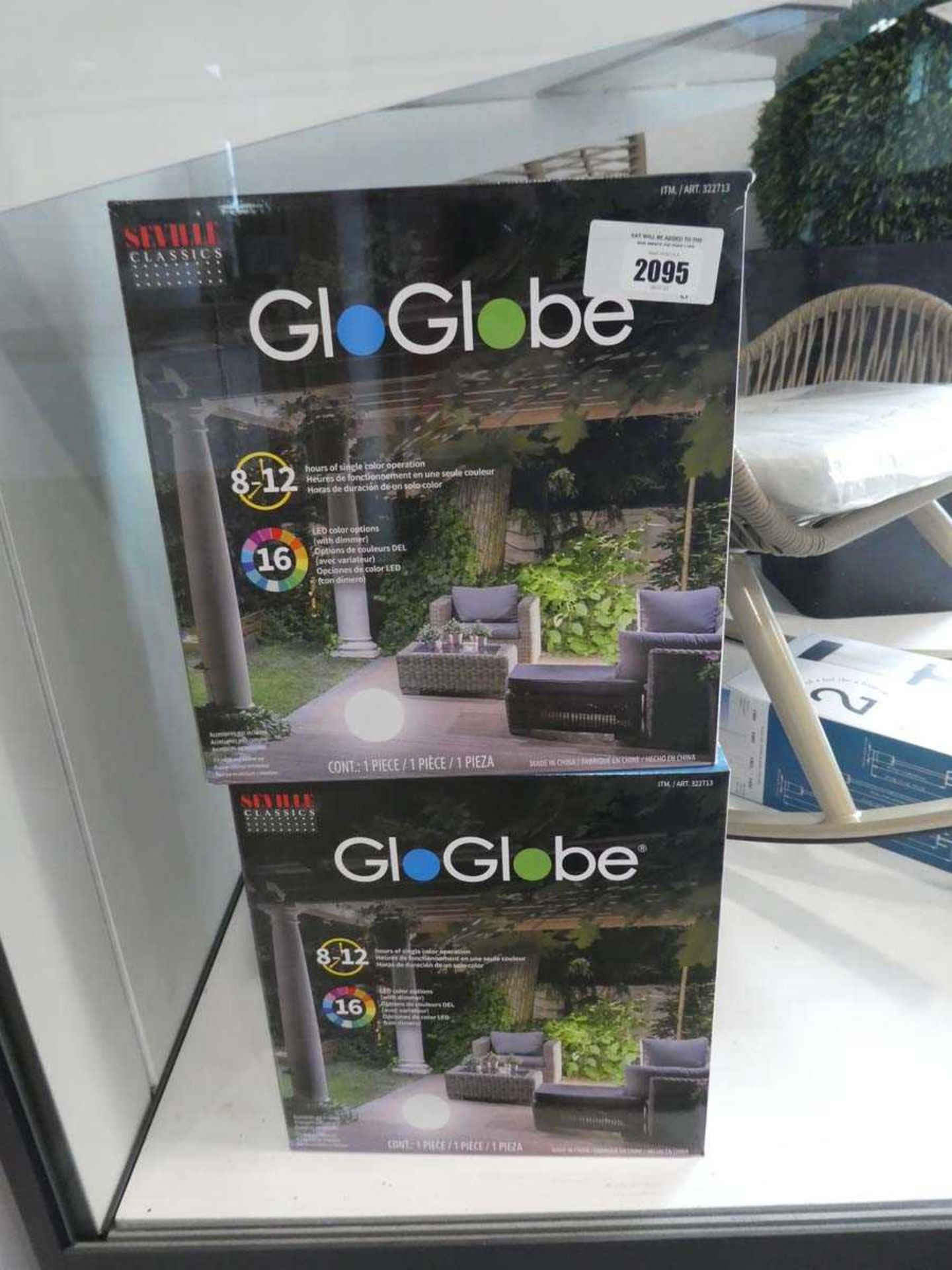 +VAT Pair of boxed LED colour changing outdoor glow globes