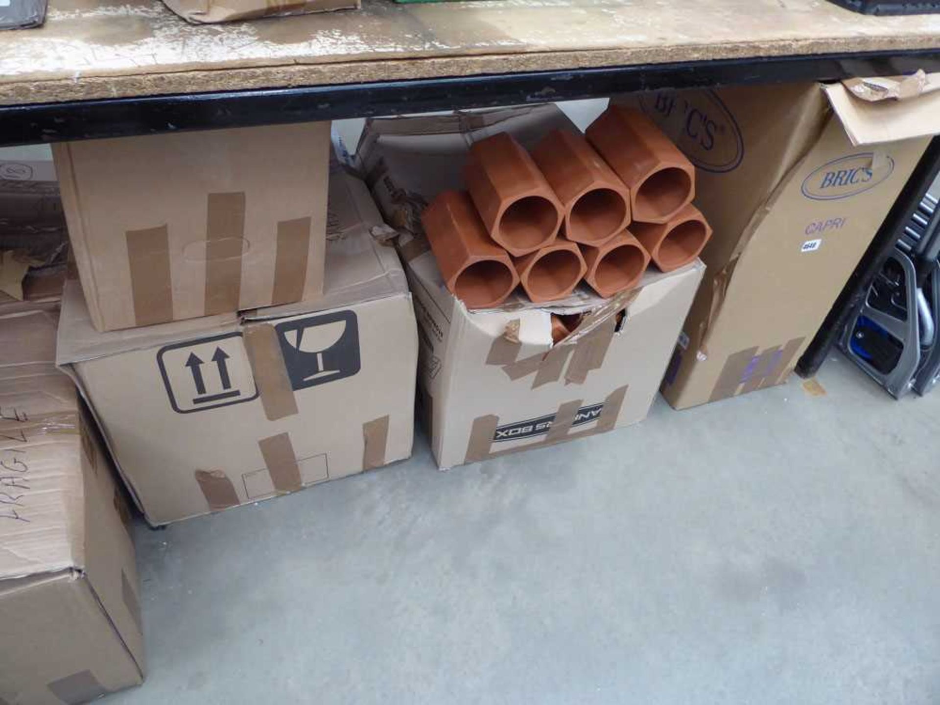 Large qty of boxes of terracotta build your own wine racks