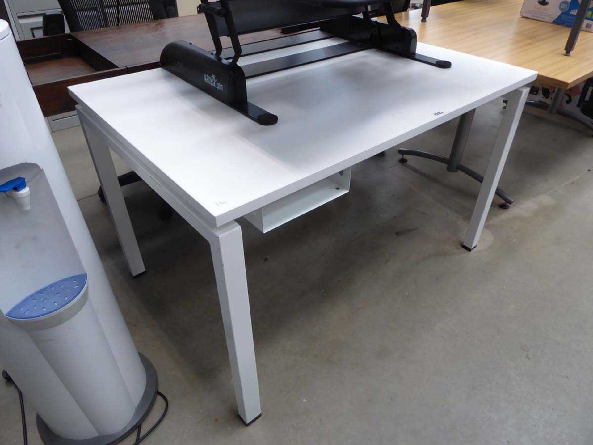 White straight fronted office desk