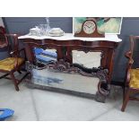 Victorian marble topped serpetine sideboard with mirrored gallery and doors