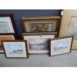 Quantity of rural and coastal prints to include harbour scenes, boat on lake plus a bridge under