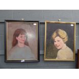 2 oils on board by Harold Noakes portraits of ladies